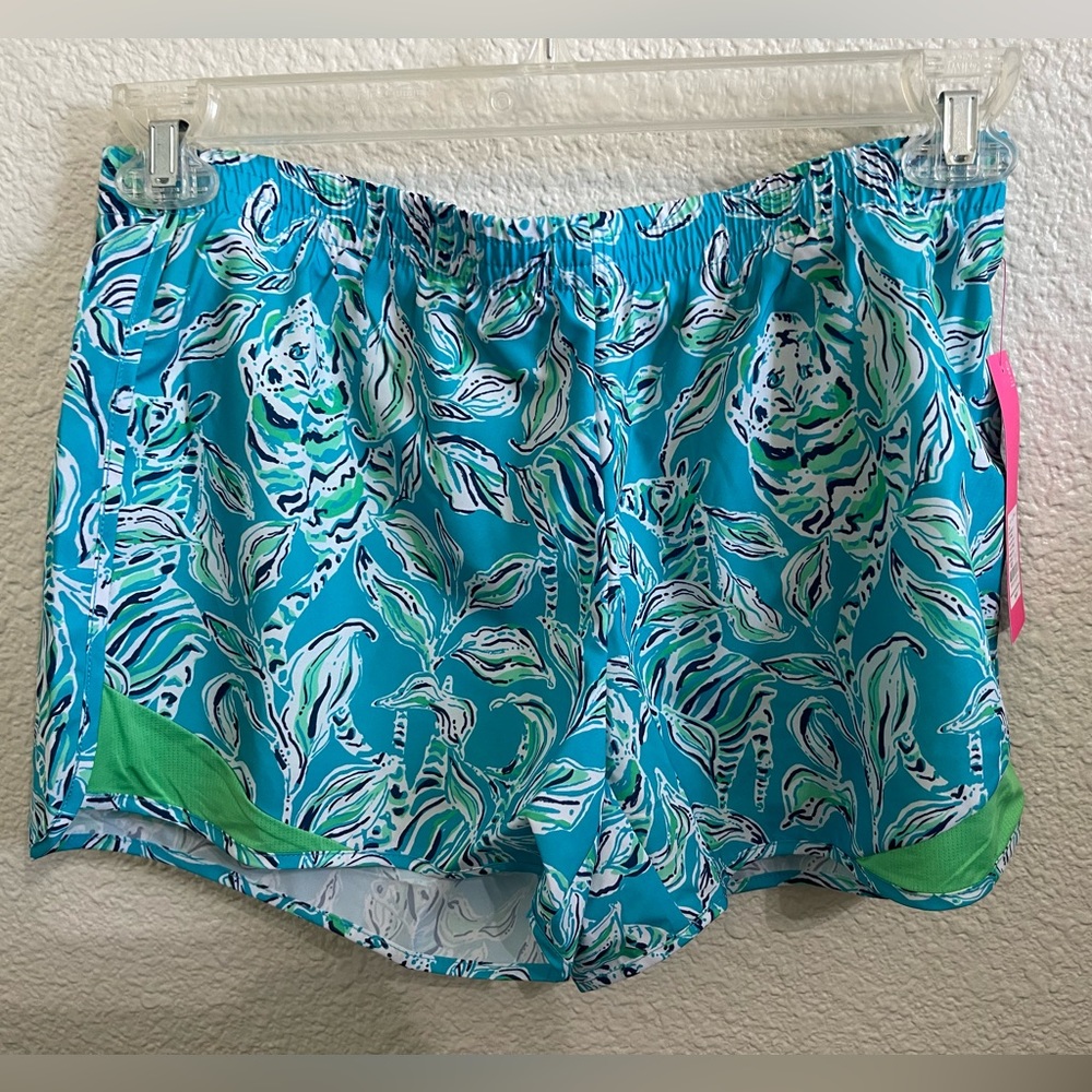 Lilly Pulitzer Luxletic ocean trail shorts in turquoise oasis outta line NWT S